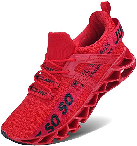 Wonesion Herren Fitness Laufschuhe Atmungsaktiv rutschfeste Mode Sneaker Sportschuhe,5 Rot,43 EU von Wonesion