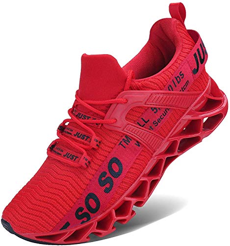 Wonesion Herren Fitness Laufschuhe Atmungsaktiv rutschfeste Mode Sneaker Sportschuhe,5 Rot,46 EU von Wonesion