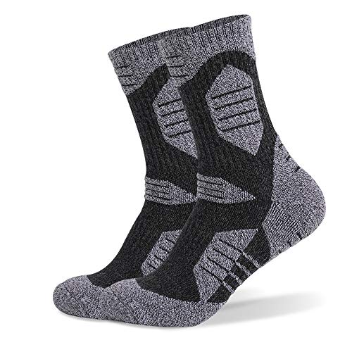 Wonewin Trekkingsocken,2 paar Wandersocken Trekkingsocken für Herren, Damen Atmungsaktiv, Gepolstert, Antiblasen Polsterung,Outdoor, Sportsocken (Dunkelgrau, L) von Wonewin