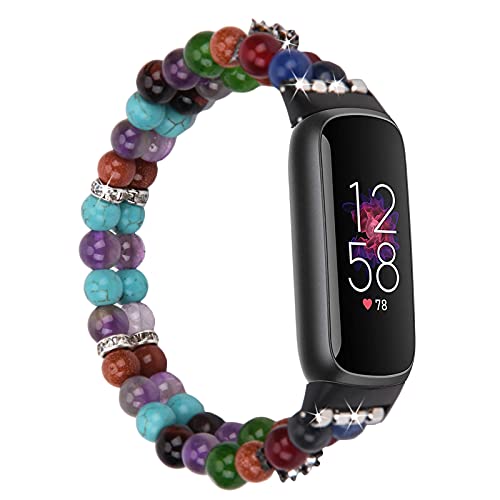 Wongeto Kompatibel mit Fitbit Luxe-Bändern, modisches, handgefertigtes, elastisches Stretch-Perlen-Armband, für Damen und Mädchen, Ersatzarmband für Fitbit Luxe, Wongeto Kompatibel mit Fitbit Luxe-Bändern, modisches, handgefertigtes, elastisches Stretch-Perlen-Armband, für Damen und Mädchen, Ersatzarmband für Fitbit Luxe, von Wongeto