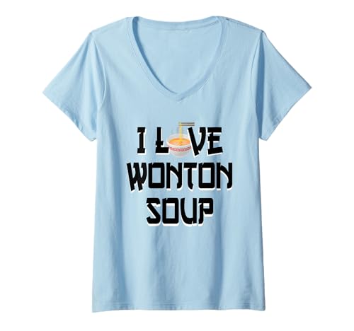 Damen Ich Liebe Wonton -Suppe T-Shirt mit V-Ausschnitt Damen Ich Liebe Wonton -Suppe T-Shirt mit V-Ausschnitt von Wonton Dumpling gewann ton Suppe chinesischer