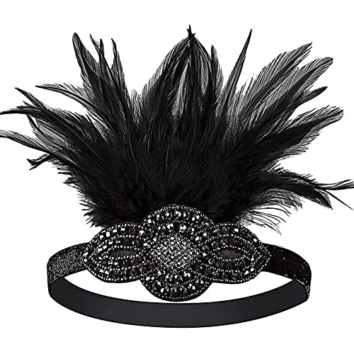 Wooauto 1920er Jahre Flapper Stirnband Damen Diamant-Haarband Party Prom Braut Haarreif Vintage Kristall Kopfschmuck Great Gatsby Damen Kostüm Accessoires für Frauen,Typ 09 von Wooauto