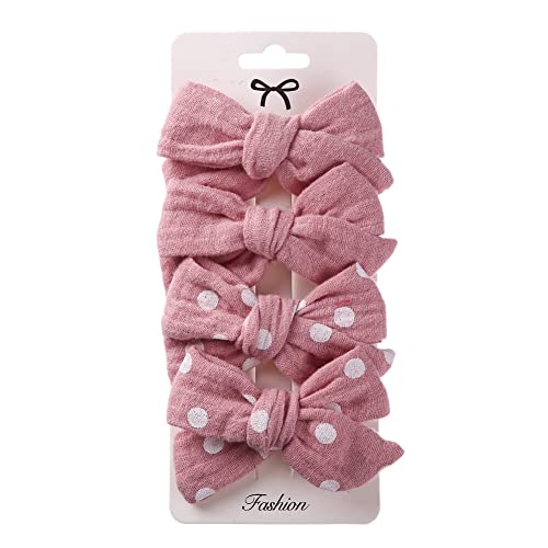 Wooauto 4 Stück Babys Bögen Haarspangen Rutschfest Baby Mädchen Vollständig Gefütterte Schleifen Haarspangen Schleifen Clips Haarstyling Zubehör Infant Feines Haar Mini Bogen für Kinder Mädchen,typ 6 von Wooauto