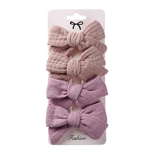 Wooauto 4 Stück Babys Bögen Haarspangen Rutschfest Baby Mädchen Vollständig Gefütterte Schleifen Haarspangen Schleifen Clips Haarstyling Zubehör Infant Feines Haar Mini Bogen für Kinder Mädchen,Typ 2 von Wooauto