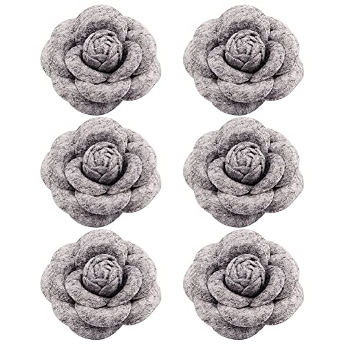 Wooauto 6Pcs Blume Brosche Stoff Kamelie Anstecknadel Corsage Brosche Frauen Elegant Kamelie Blume Broschen Pin Mode Kleidung Schmuck Accessoires Mädchen Geschenke,Grau von Wooauto