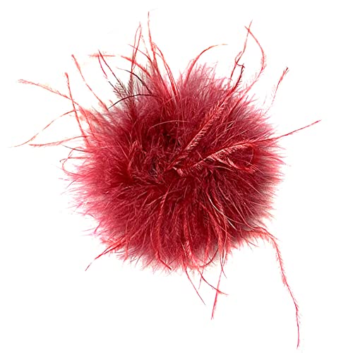 Wooauto Damen Federbrosche Mode Vintage Natürliche Flauschige Straußenfeder Brosche Braut Hochzeit Party Fascinator Hut Blume Federn Haarschmuck Schulter Zubehör Damen Damen Herren Corsage,Dunkelrot von Wooauto