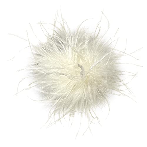 Wooauto Damen Federbrosche Mode Vintage Natürliche Flauschige Straußenfeder Brosche Braut Hochzeit Party Fascinator Hut Blume Federn Haarschmuck Schulter Zubehör Damen Damen Herren Corsage,Beige von Wooauto