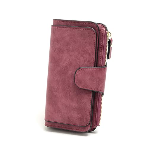 Wooauto Damen Schnallen Geldbörse,Damen-Geldbörse Großes Fassungsvermögen Elegante Münzbörse Pu-Leder-Geldbörse Mit Mehreren Steckplätzen 18,8cm X 9,8cm X 2,5cm Für Weihnachten,Erntedankfest,Muttertag von Wooauto