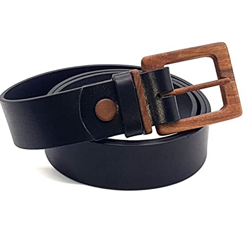 Wood Belt Ledergürtel Schwarz Gürtel mit Holzschnalle aus Nussbaum Banff Empathy 406 Größe XL von Wood Belt