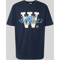 Wood Wood T-Shirt mit Motiv- und Logo-Print Modell 'Ace' in Dunkelblau, Größe S von Wood Wood