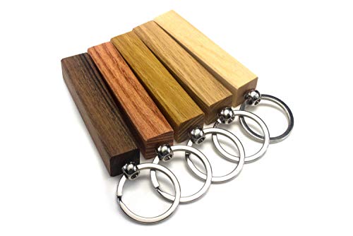 WoodBi Schlüsselanhänger aus Holz | 5 Holzarten | Schlüsselring Geschenk Anhänger | Gute Qualität aus Deutschland (Alle 5 Sorten, Kreis) von WoodBi
