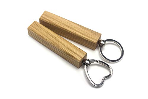 WoodBi Schlüsselanhänger aus Holz | 5 Holzarten | Schlüsselring Geschenk Anhänger | Gute Qualität aus Deutschland (Eiche, Kreis und Herz) von WoodBi