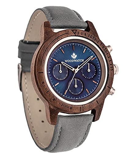 WoodWatch Sapphire Silver Grey | Holzuhren für herren - armbanduhr holz männer Premium | Wood watch for man | umweltfreundliches Produkt, wir pflanzen 1 Baum für jede Uhr von WoodWatch