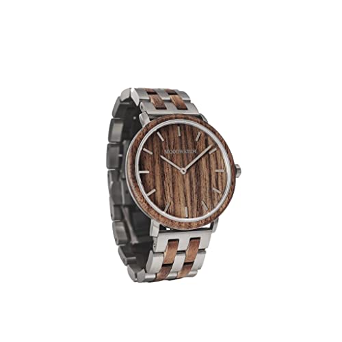 WoodWatch Walnut Steel | Holzuhren für Herren - Armbanduhr Holz männer Premium | Wood Watch for Man | umweltfreundliches Produkt, wir Pflanzen 1 Baum für Jede Uhr von WoodWatch