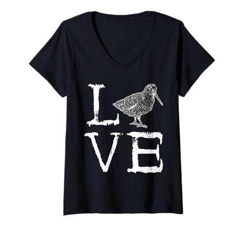 Damen Woodcock Love Creepy Woodcock Bird Bogsucker Timberdoodle T-Shirt mit V-Ausschnitt Damen Woodcock Love Creepy Woodcock Bird Bogsucker Timberdoodle T-Shirt mit V-Ausschnitt von Woodcock Wading Birds Hunting Season