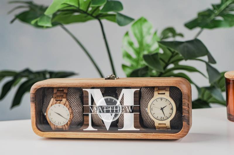 Uhrenbox Mit Deckel, Uhrenbox, Armbanduhr von WoodenCraftedGoods