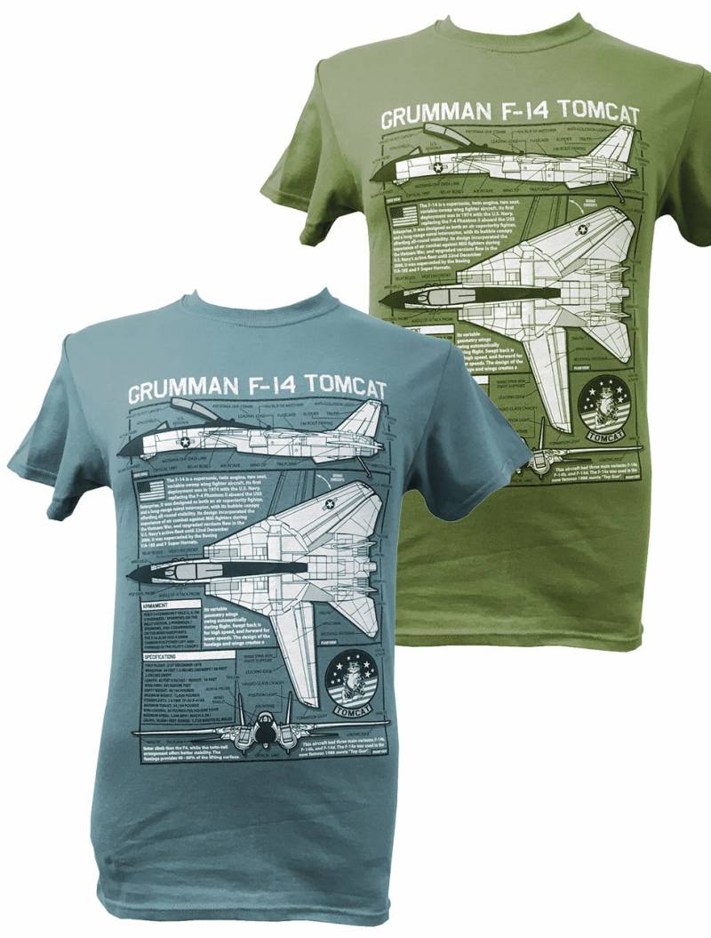 Grumman F14 Tomcat Us Navy Supersonic Sweep Wing Kampfflugzeug Mit Blueprint Design Blau Oder Grün T-Shirt von WoodenModelCompany