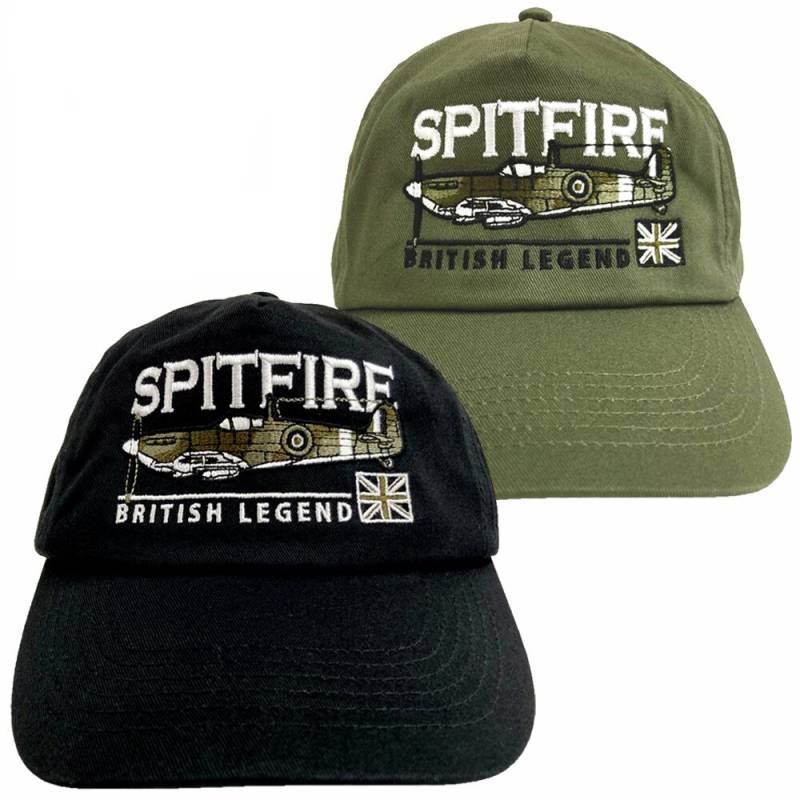 Supermarine Spitfire Ww 2 Luftschlacht Um England Kampfflugzeug Schwarz Oder Grün Bestickte Verstellbare Baseballkappe von WoodenModelCompany