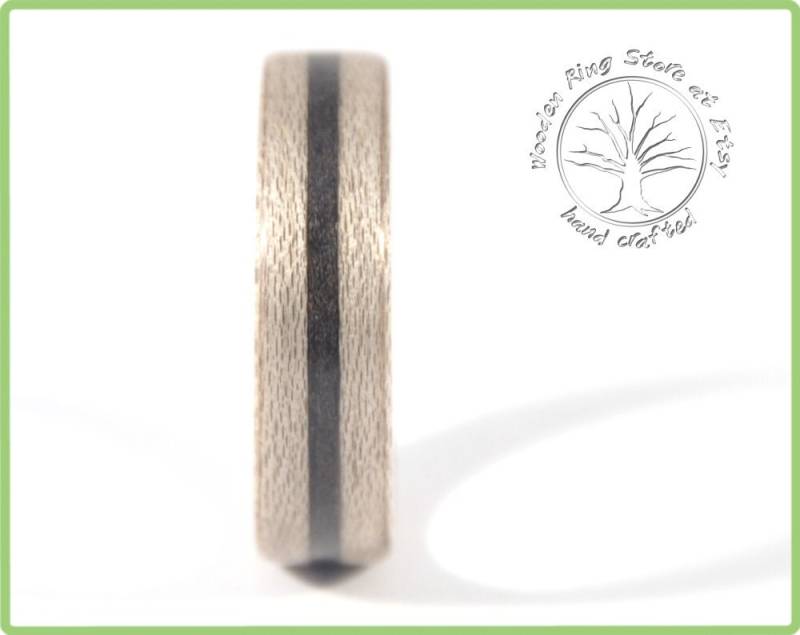 Womens Grau Holz-Ring Mit Dunklem Holz Inlay. Leicht, Komfortabel, Langlebig Und Wasserfest von WoodenRingStore