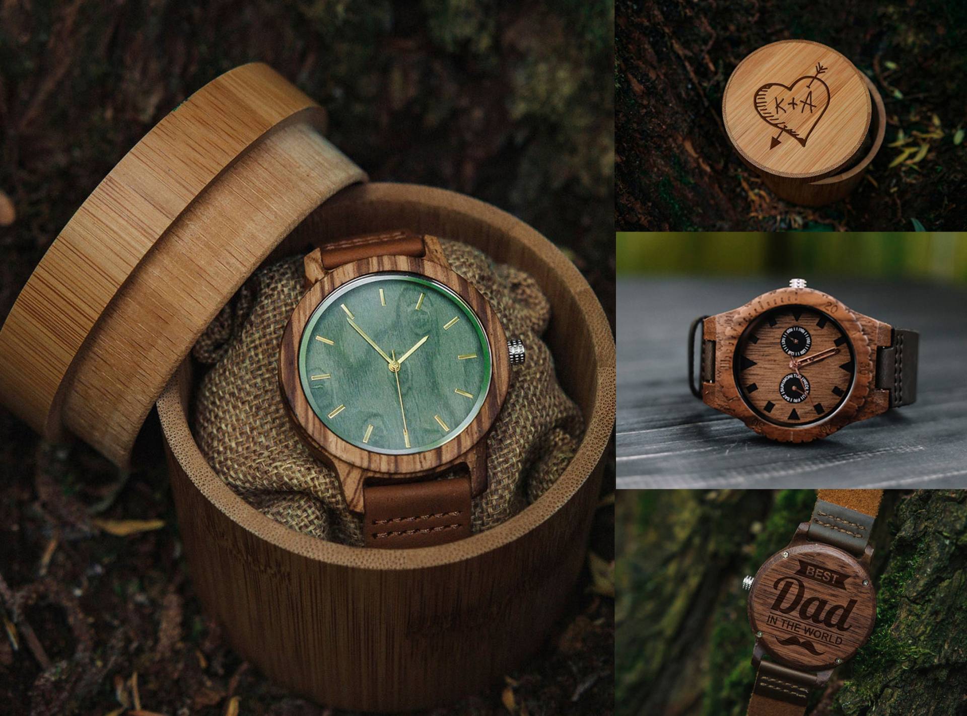 Gravur Uhr Geschenk, Gravur Mit Koffer, Gravur Herren, Bräutigam Graviert, Lederbanduhr, Holzuhr Graviert von WoodenStudioCo