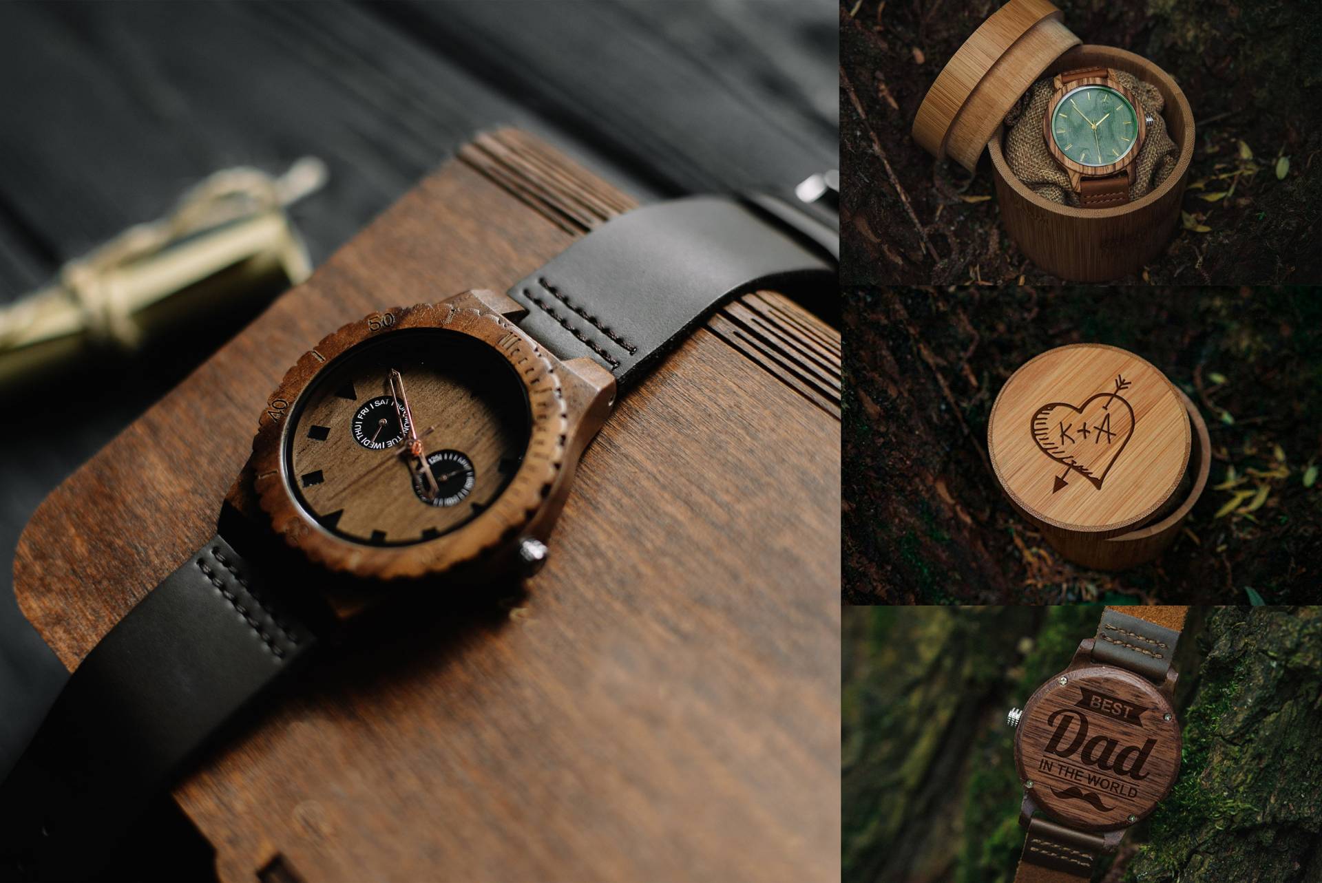 Herren Uhr Lederband, Gravur Für Bräutigam, Gravur Mit Zur Welt, Gravur Mann von WoodenStudioCo