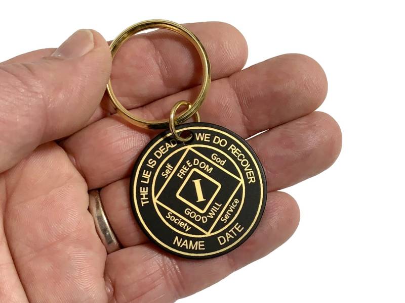 Narcoics Anonymous Schlüsselanhänger, Personalisierte Messing Na Geburtstag Clean Time Geschenke, 12 Schritt Geschenke Für Pate Oder Sponsee von WoodenUrecover