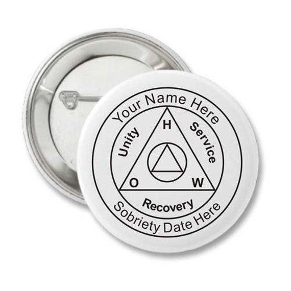 Personalisierte Aa Jahrestag Genesung Themed Pinback Button & Button-style Schlüsselanhänger, Anonyme Alkoholiker Nüchternheit Geburtstagsgeschenk von WoodenUrecover