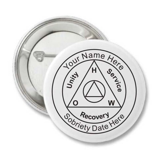 Personalisierte Aa Jahrestag Genesung Themed Pinback Button & Button-style Schlüsselanhänger, Anonyme Alkoholiker Nüchternheit Geburtstagsgeschenk von WoodenUrecover