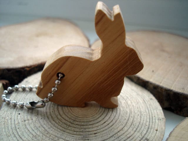 Holzkaninchen Schlüsselanhänger Tier Hand Cut Holzkaninchen Schlüsselanhänger Tier Hand Cut von Woodenday