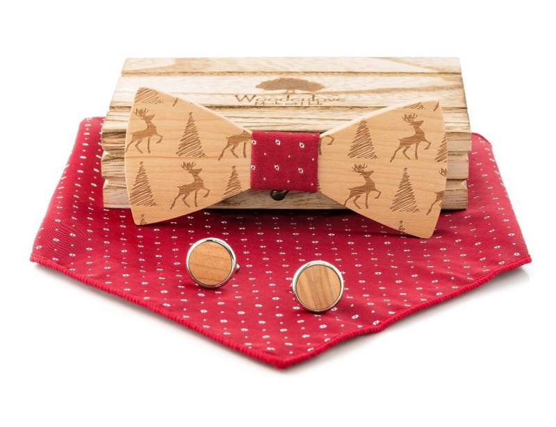 Weihnachtliche Holzfliege Rentier Rot von WoodenloveshopDE