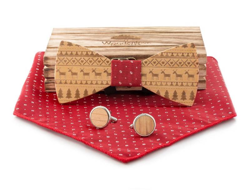 Weihnachtliche Holzfliege Uglysweater Rot von WoodenloveshopDE