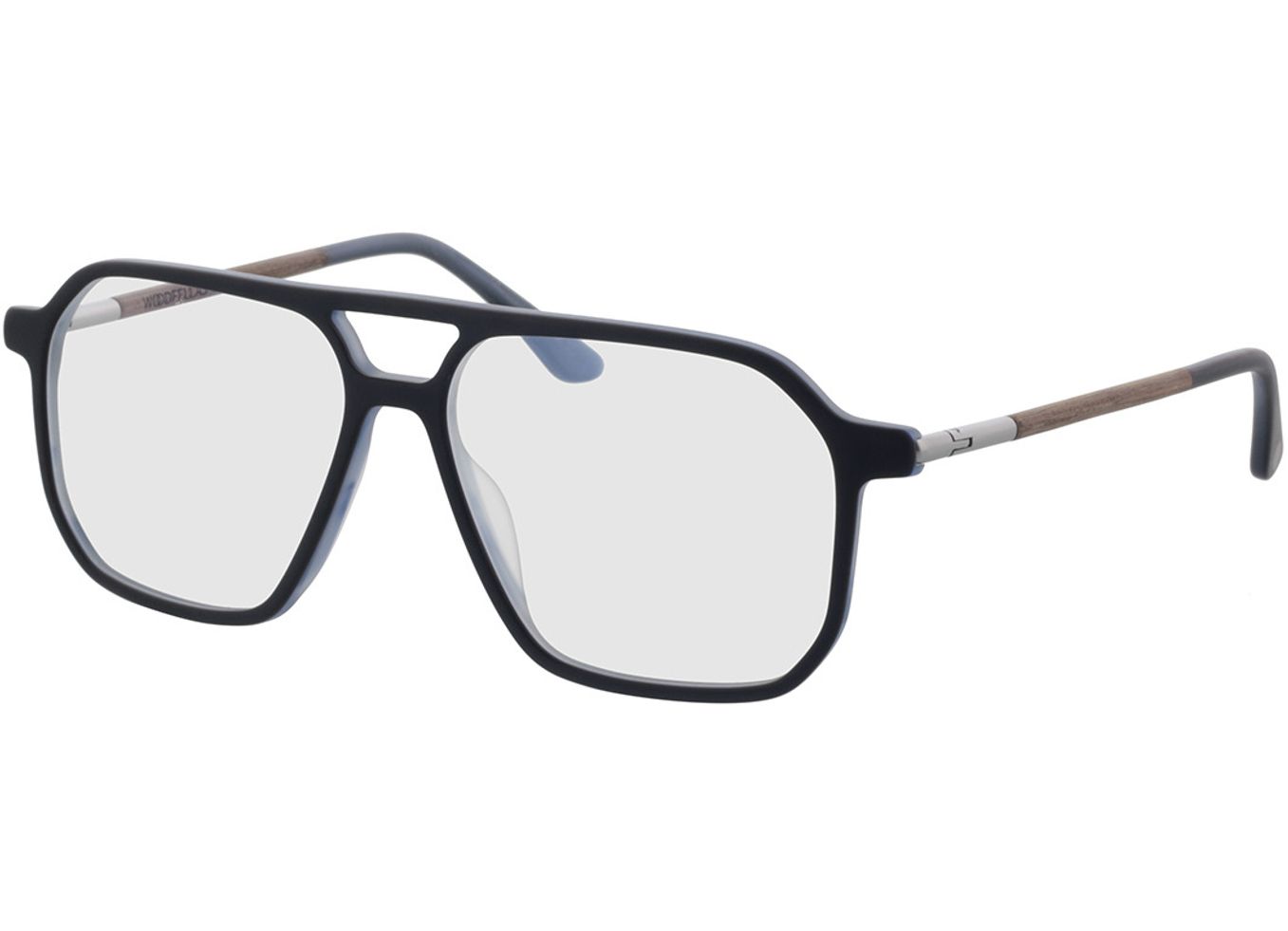 Woodfellas Optical Blip curled blue 57-15 Brillengestell inkl. Gläser, Herren, Vollrand, Pilot von Woodfellas