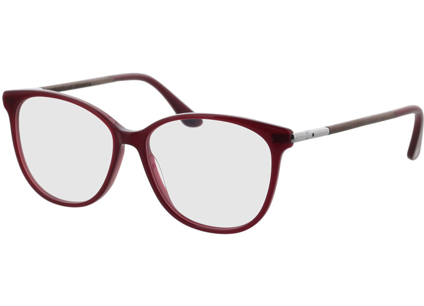 Woodfellas Optical Cronheim curled/burgundy 54-14 Brillengestell inkl. Gläser, Damen, Vollrand, Cateye von Woodfellas