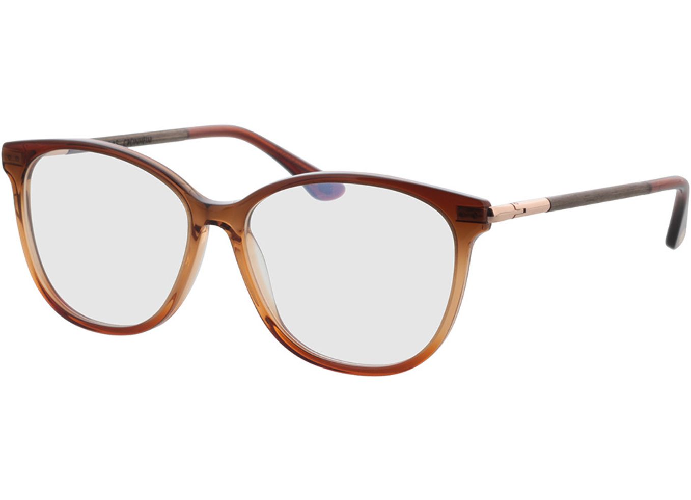 Woodfellas Optical Cronheim curled/coffee 54-14 Brillengestell inkl. Gläser, Damen, Vollrand, Cateye von Woodfellas