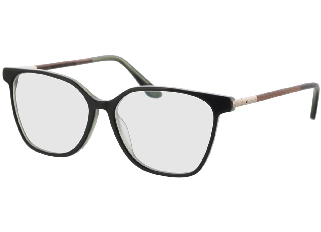 Woodfellas Optical Flow macassar/green 55-15 Brillengestell inkl. Gläser, Damen/Herren, Vollrand, Eckig von Woodfellas