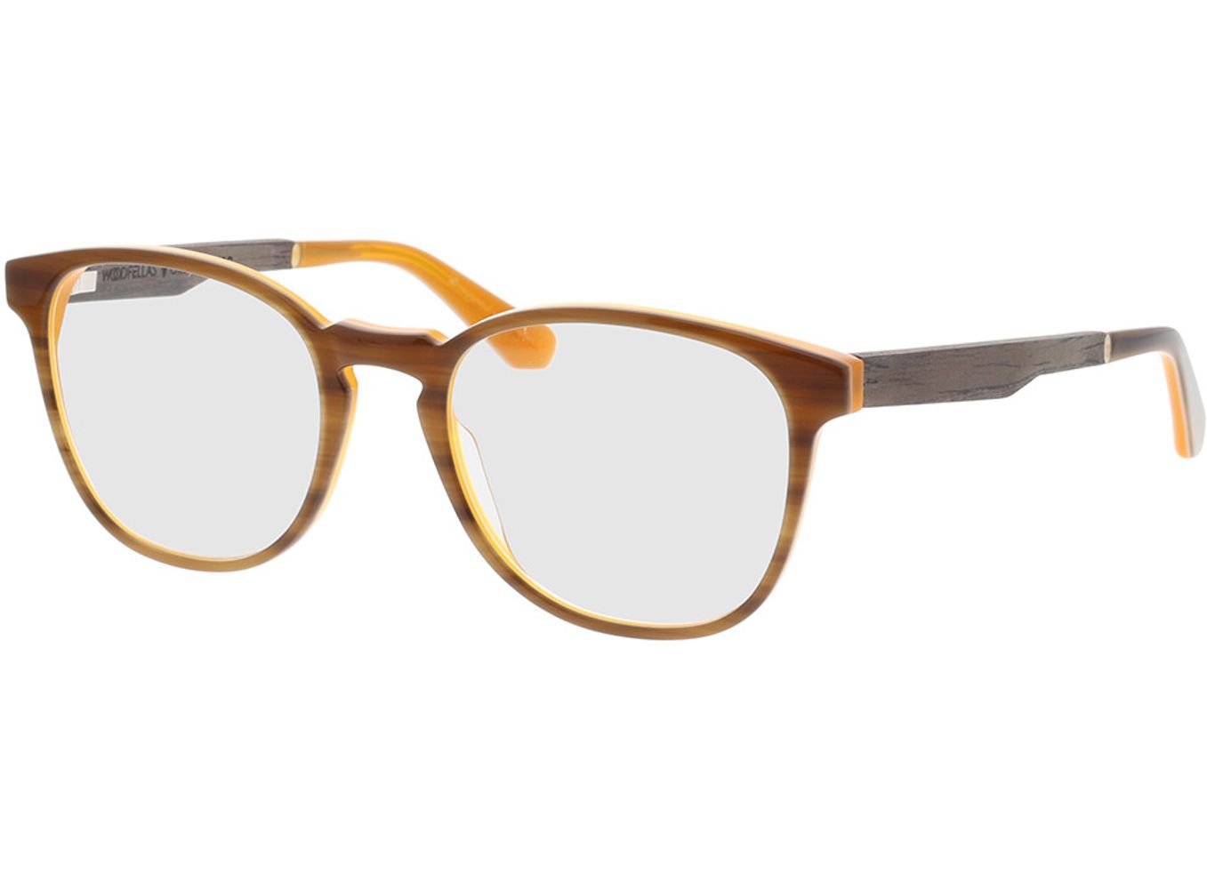 Woodfellas Optical Greifenberg black oak/havana orange 52-20 Brillengestell inkl. Gläser, Damen/Herren, Vollrand, panto von Woodfellas