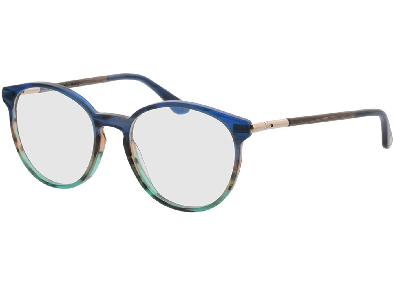 Woodfellas Optical Halo walnut/blue 52-18 Brillengestell inkl. Gläser, Damen/Herren, Vollrand, panto von Woodfellas