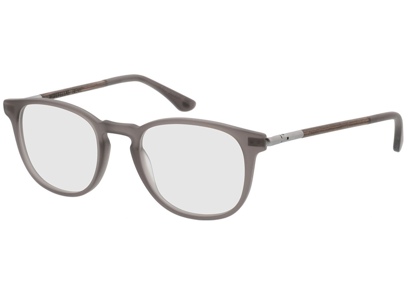 Woodfellas Optical Irenic curled/grey 49-21 Brillengestell inkl. Gläser, Damen/Herren, Vollrand, Rund von Woodfellas