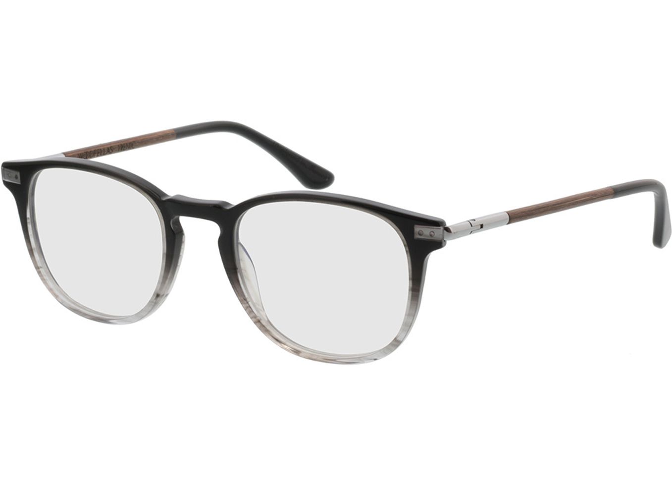 Woodfellas Optical Irenic macassar/blk 49-21 Brillengestell inkl. Gläser, Damen/Herren, Vollrand, Rund von Woodfellas