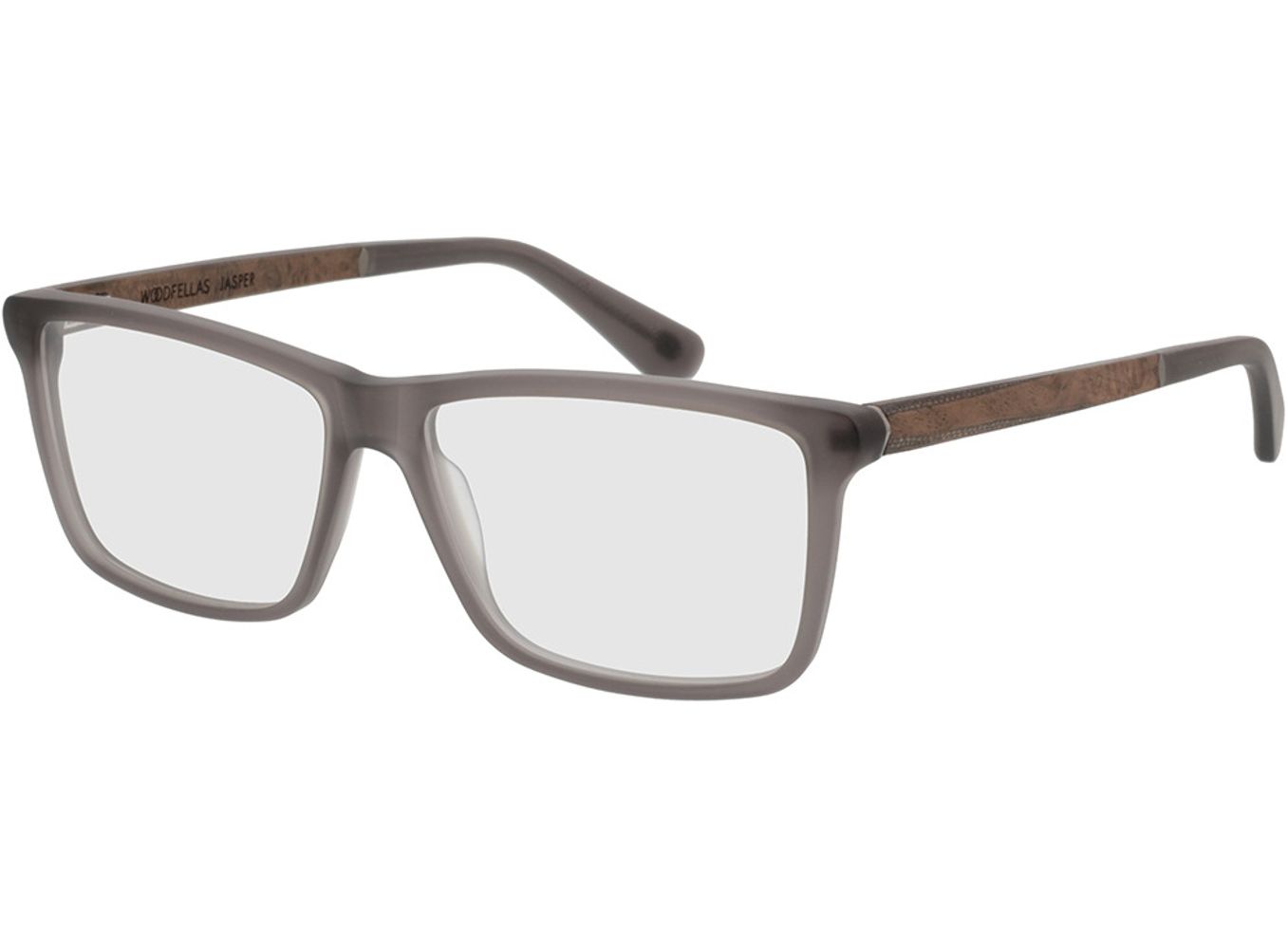 Woodfellas Optical Jasper curled/grey 56-15 Brillengestell inkl. Gläser, Damen/Herren, Vollrand, Rechteckig von Woodfellas