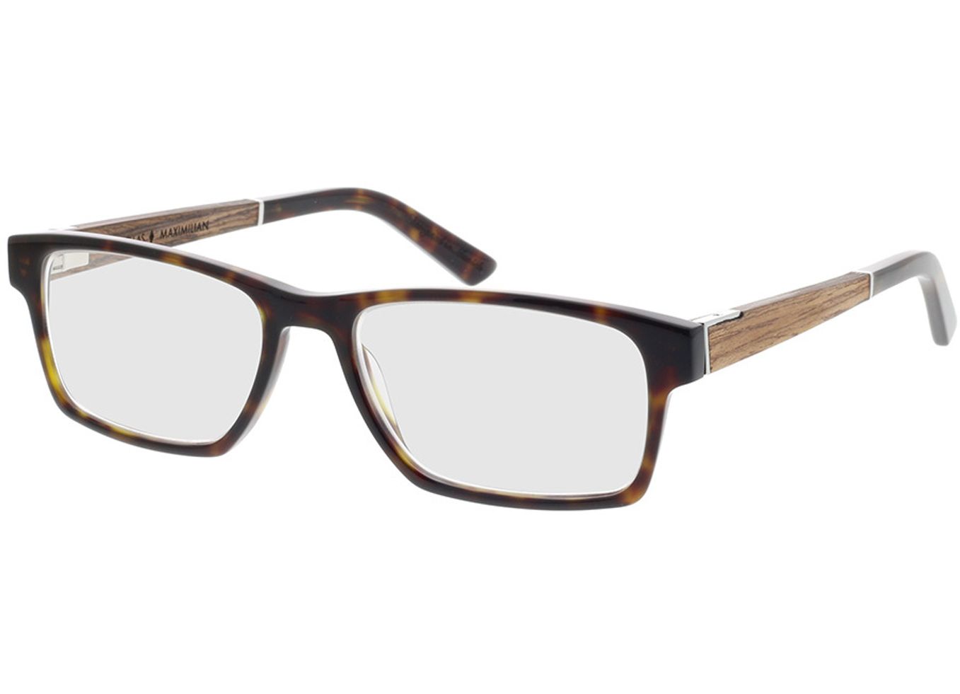 Woodfellas Optical Maximilian Premium walnut/havana 53-17 Brillengestell inkl. Gläser, Herren, Vollrand, Rechteckig von Woodfellas