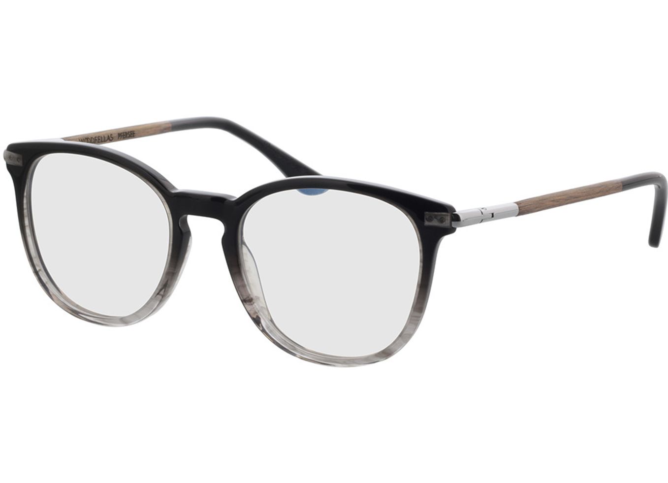 Woodfellas Optical Pfersee macassar/black 50-19 Brillengestell inkl. Gläser, Damen/Herren, Vollrand, Rund von Woodfellas