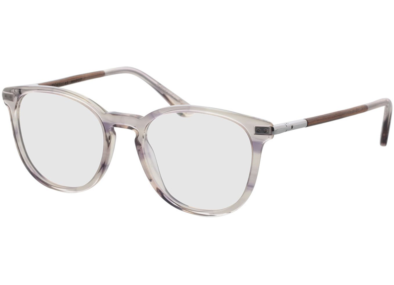 Woodfellas Optical Pfersee macassar/grey 50-19 Brillengestell inkl. Gläser, Damen/Herren, Vollrand, Rund von Woodfellas