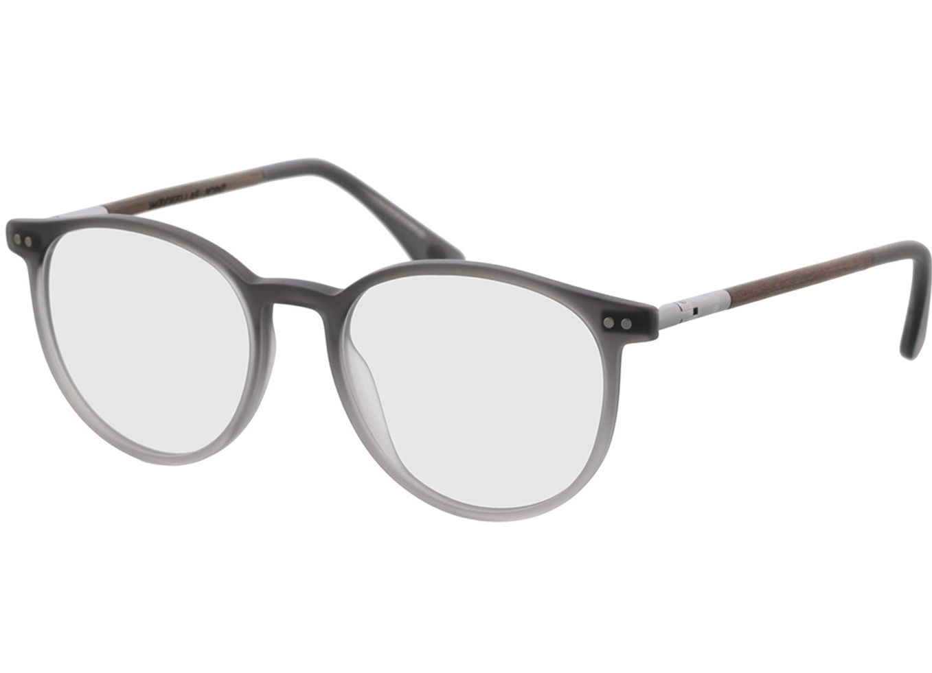 Woodfellas Optical Point walnut/warm grey 50-18 Brillengestell inkl. Gläser, Damen/Herren, Vollrand, Rund von Woodfellas