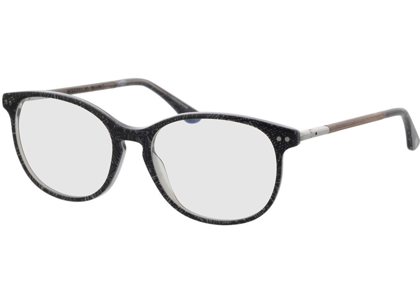 Woodfellas Optical Prospect curled/grey 54-17 Brillengestell inkl. Gläser, Damen/Herren, Vollrand, Rund von Woodfellas