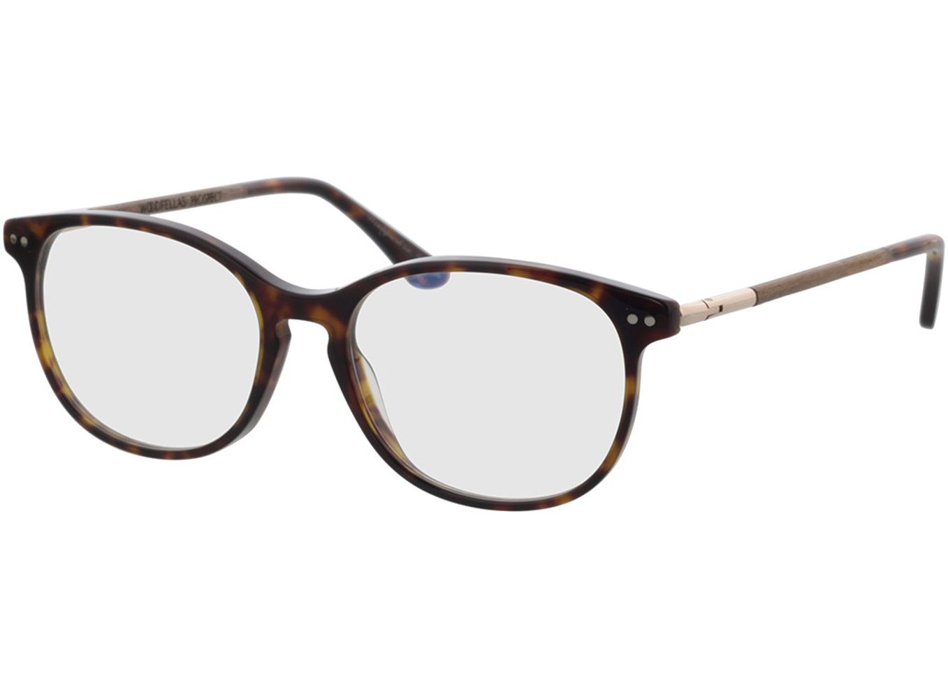 Woodfellas Optical Prospect walnut/havana 54-17 Brillengestell inkl. Gläser, Damen/Herren, Vollrand, Rund von Woodfellas