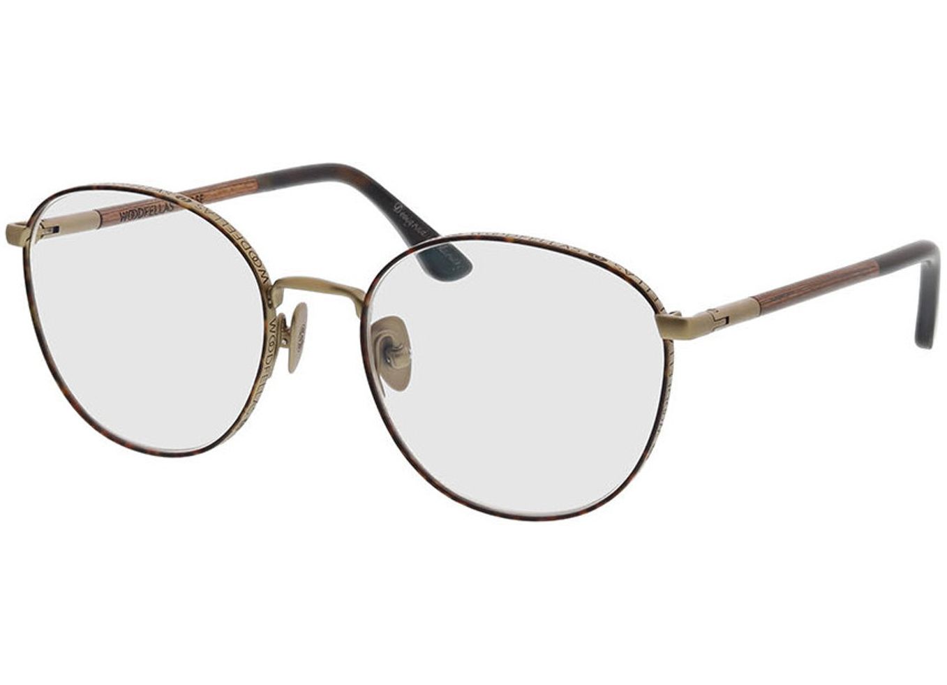 Woodfellas Optical Pulse macassar/khaki 53-19 Brillengestell inkl. Gläser, Damen/Herren, Vollrand, panto von Woodfellas