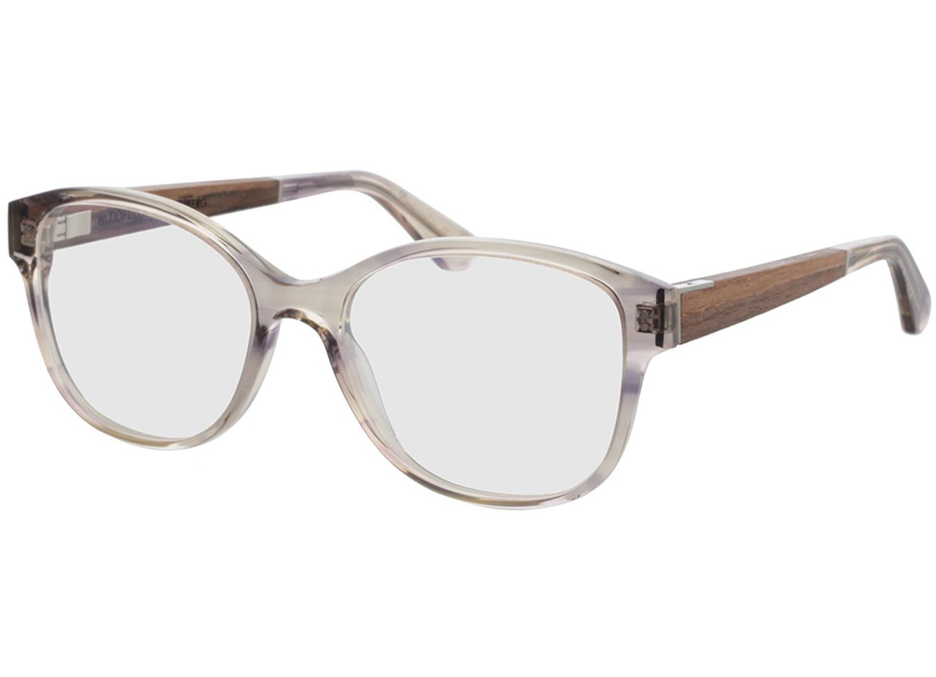 Woodfellas Optical Rosenberg Premium macassar/smoked grey 52-17 Brillengestell inkl. Gläser, Damen, Vollrand, Rund von Woodfellas