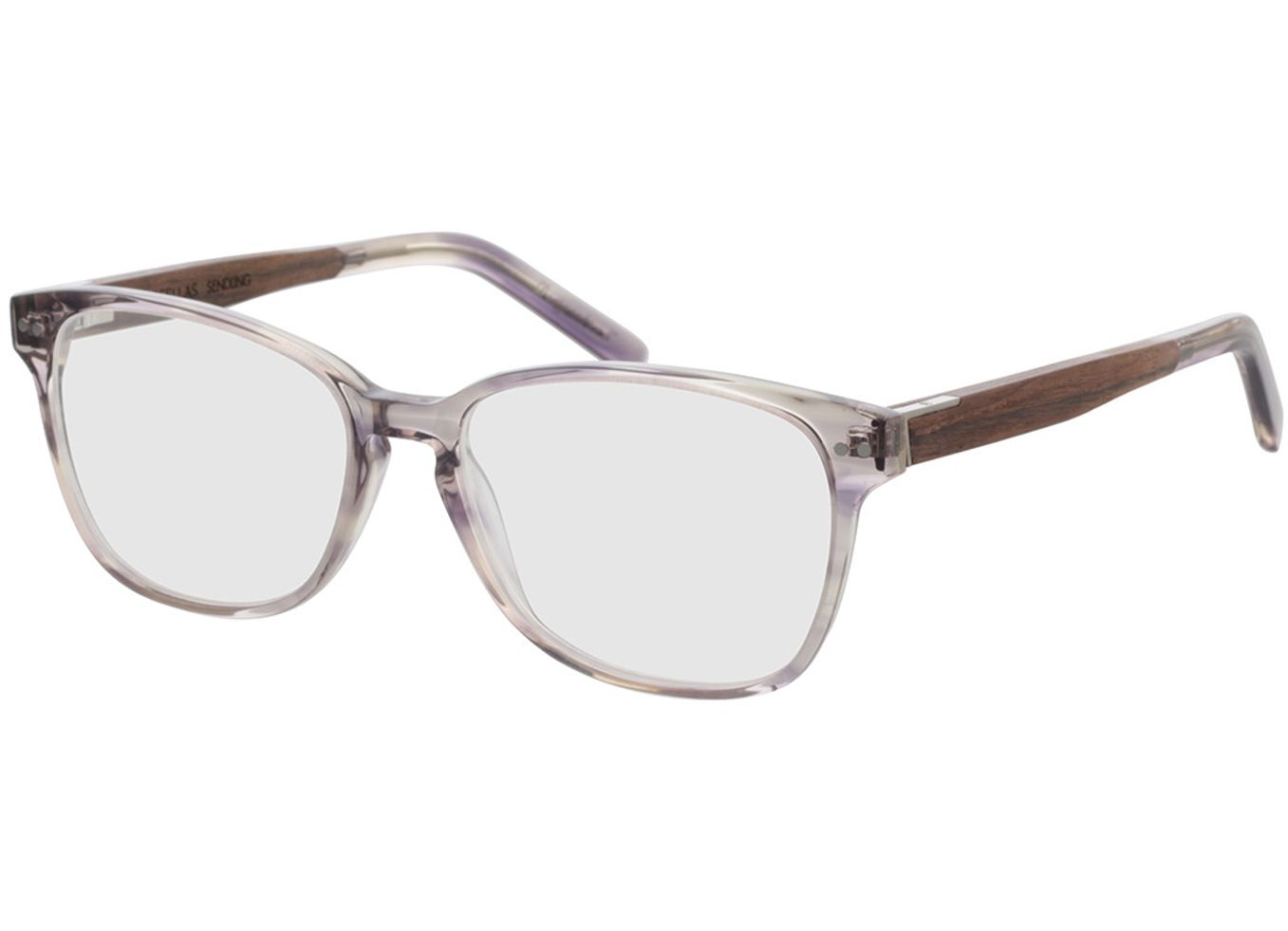 Woodfellas Optical Sendling Premium macassar grey 53-15 Brillengestell inkl. Gläser, Damen, Vollrand, Eckig von Woodfellas