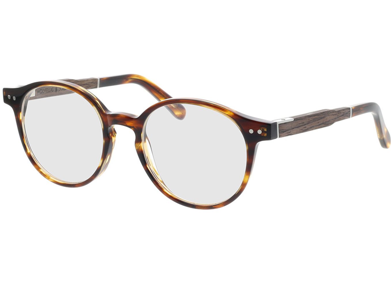 Woodfellas Optical Solln Premium ebony/havana 49-19 Brillengestell inkl. Gläser, Damen, Vollrand, panto von Woodfellas